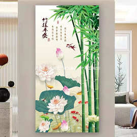 入户玄关门贴纸墙面装饰画自粘年画贴画墙贴防水壁画走廊客厅挂画