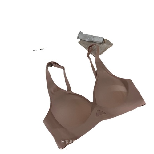 Soft Support Guodong Underwear Women's Mesh Deep V Hollow No Wires Simple Seamless Gathering Thin Breathable Bra Women