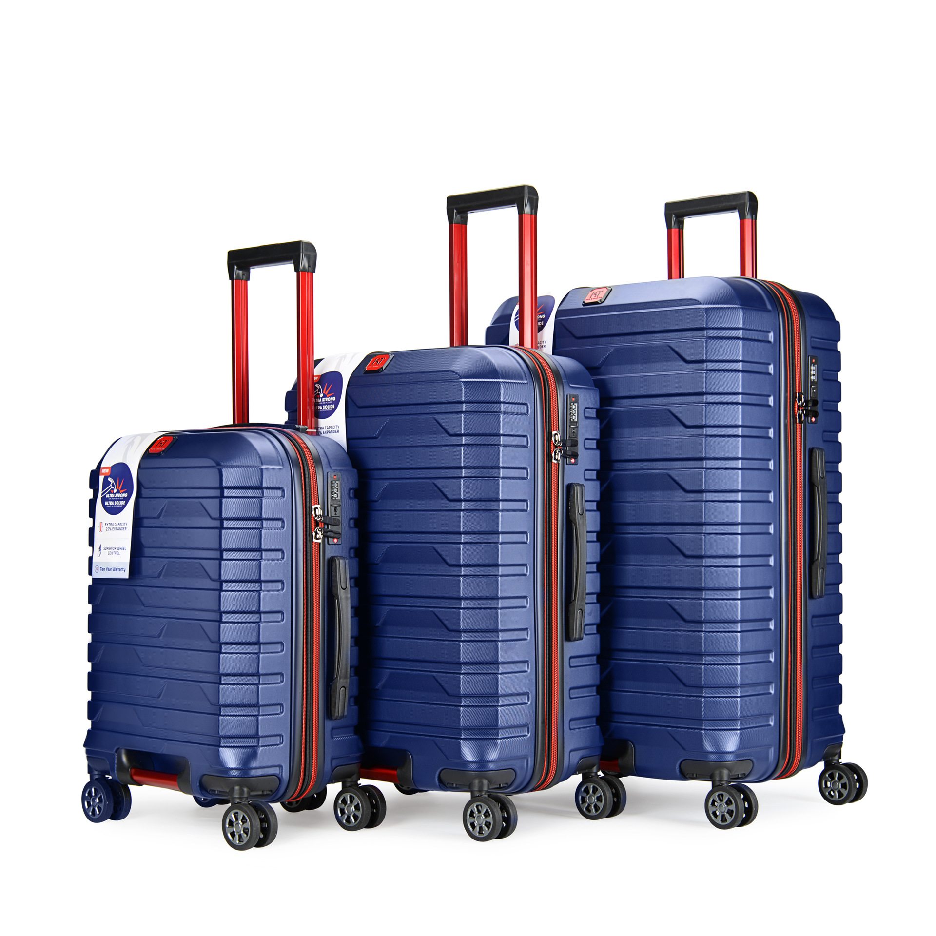 Equipaje con cremallera a prueba de explosiones de stock del fabricante, maleta trolley de expansión telescópica de tres piezas, maleta de embarque de 20 pulgadas