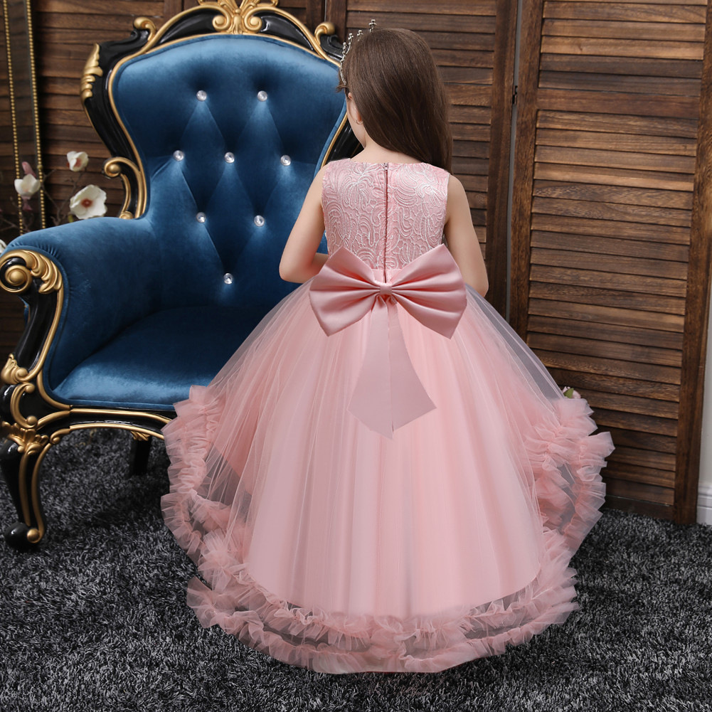 速卖通eBay女童拖尾蓬蓬裙晚礼服小主持人婚纱公主裙儿童圣诞服装