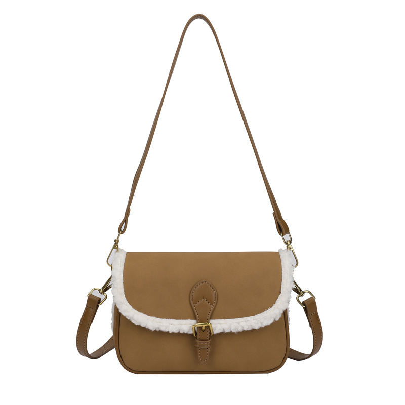 Bolso de brazo de lana de cordero diseño niche, bolso de hombro retro de moda para mujer