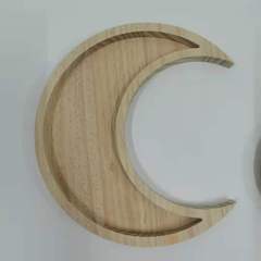 Moon-themed Nail Oil Storage Tray, Crystal Decorated Display, Dotted Wood Base Tray, Wooden Essential Oil Tray