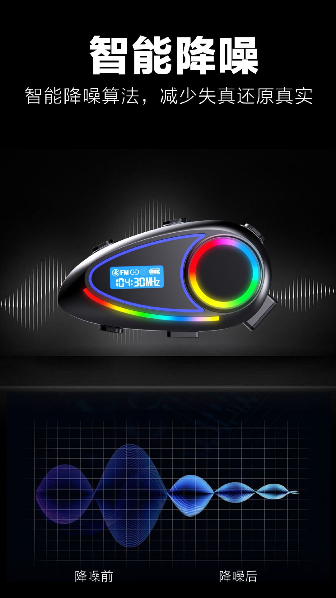 Cross-Border Motorcycle Helmet Headphones with Bluetooth 5.4 Intercom, Noise Reduction, and Long Battery Life of 40 Hours, Specifically for Riders