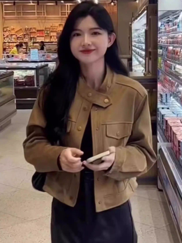 短款麂皮绒外套女春秋新款2025爆款洋气流行小个子高级感夹克上衣|undefined