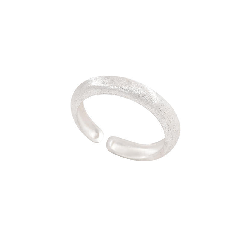 Pearl Broken Silver Ring Adjustable Brushed Minimalist Design_voghion.com