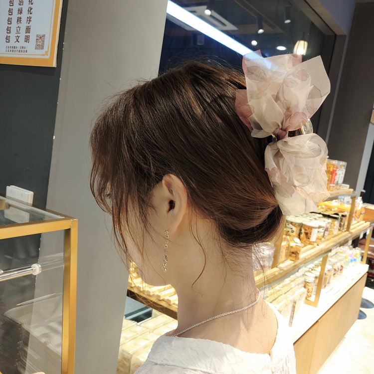 Korean bow organza dot hair catchpicture2