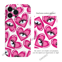 外贸新款搞怪爱心眼睛适用苹果16/17菲林手机壳15精孔全包14耐磨