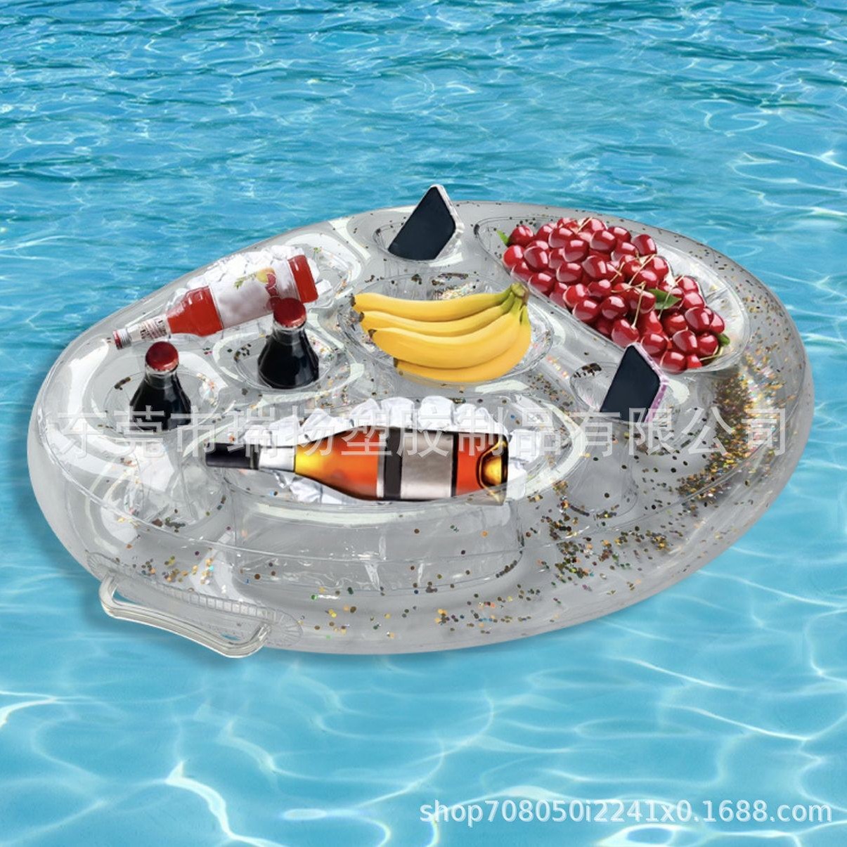 定 制PVC充气浮排浮动饮料架 杯托水疗吧 热水浴缸 浮动食物托盘