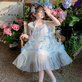 夏季新女童立体花朵连衣裙童装儿童女孩仙美公主裙礼服纱裙高级感