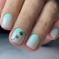 Short Graduated Fresh Natural Green Leaf Nail Art Spring Summer New Arrival Nail Sticker False Nails Ready to Wear