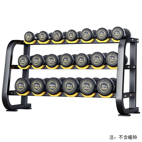 Gimnasio comercial barraca profesional doble capa de tres capas redonda cabeza hexagonal rack de almacenamiento multifuncional barraca rack
