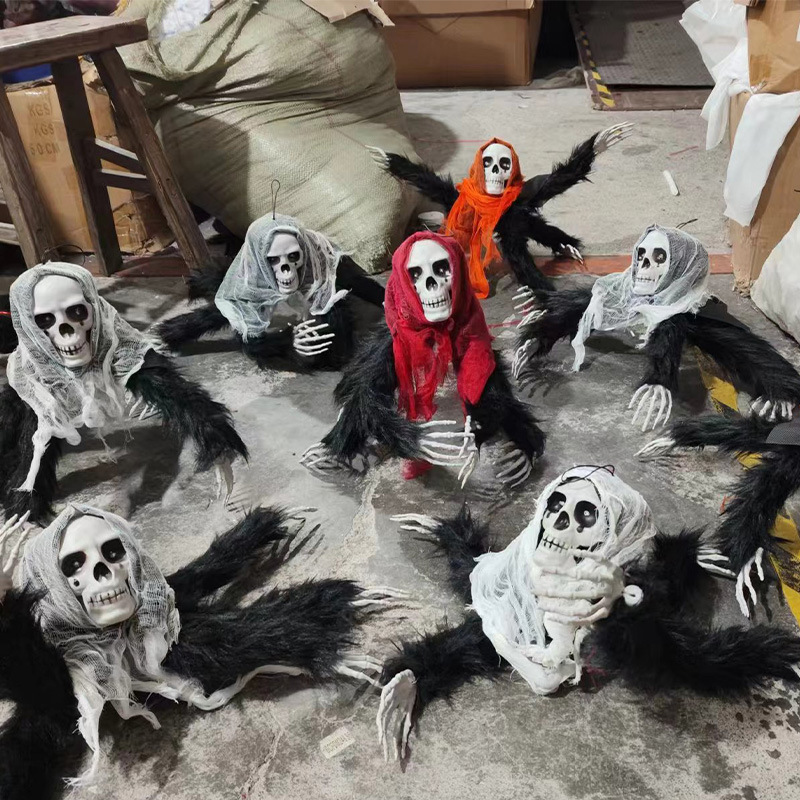 Halloween acústica luminosa araña horrores accesorios casa embrujada decoración calavera gaza colgar pelusa fantasma
