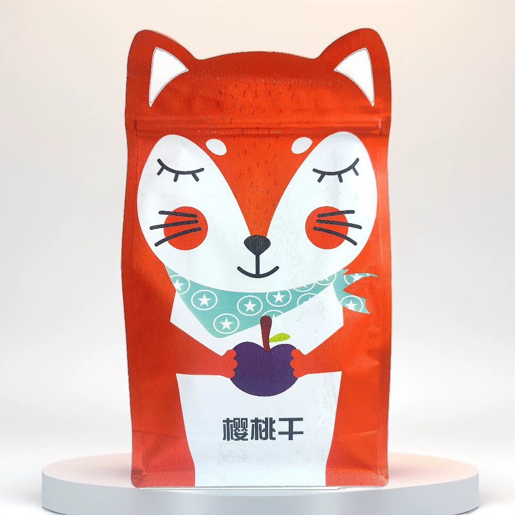 Оранжевый матовый алюминиевый пленка мультфильм веселая сеть красная форма сумка анти-детская молния внутренняя печать открывания отверстия самостоящая сумка