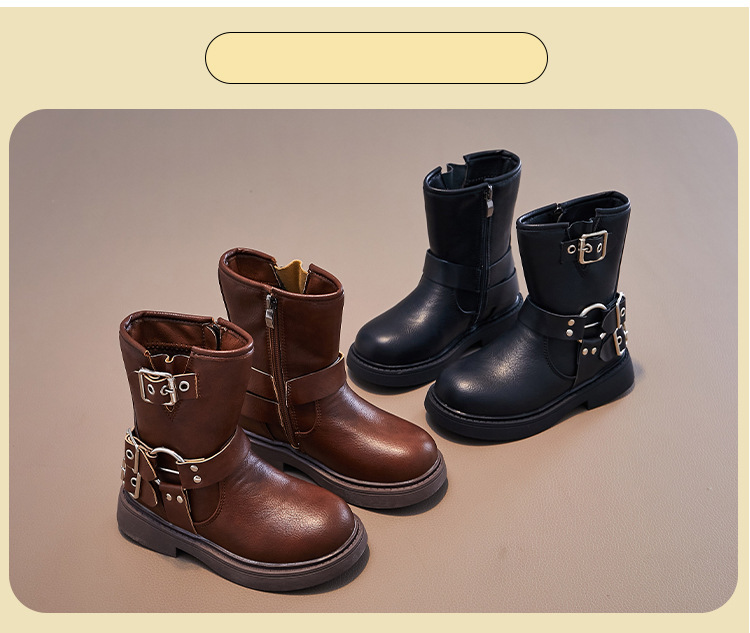 Scarpe per bambini nuovi stivali in pelle per bambini grandi in stile britannico per autunno e inverno, scarpe in pelle con suola morbida per bambini_voghion.com