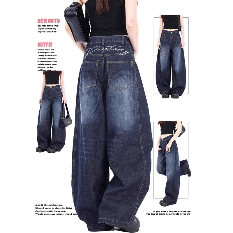American-style Baggy Scimitar Wide-leg Jeans Men and Women 2025 Spring and Autumn New Washed Wide-leg Banana Pants