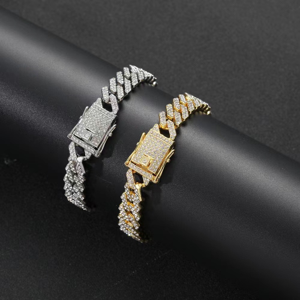 Fashion Geometric Alloy Metal Diamond Gemstone Bracelets