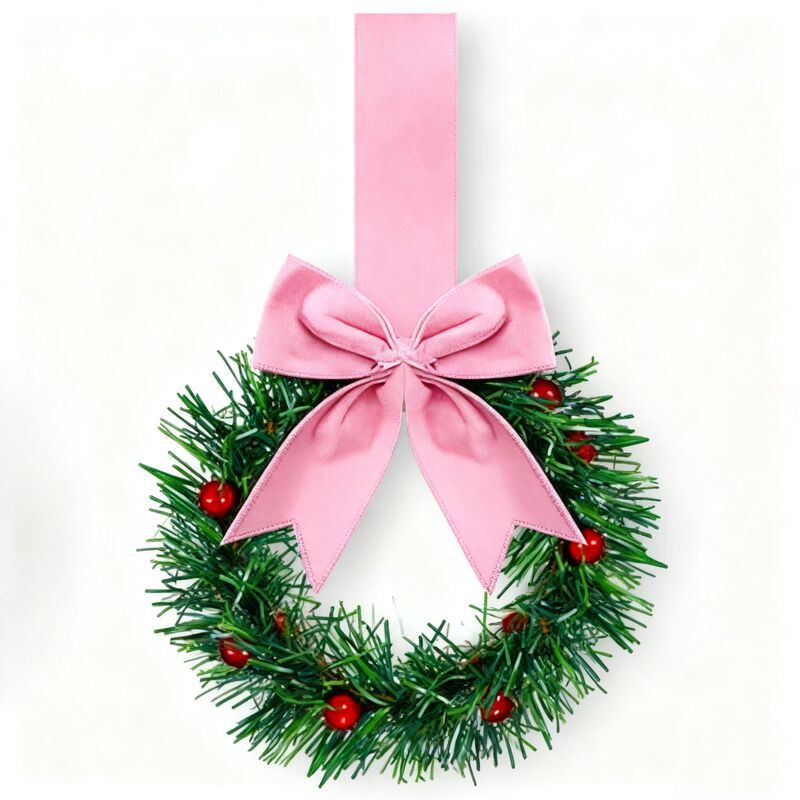 クリスマスキャビネット花輪キッチンリボン付き蝶結びクランベリー小窓花輪クリスマスパーティー装飾|undefined