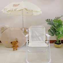 出口韩国儿童沙滩椅带伞可爱小熊户外便携折叠椅海边度假宝宝座椅
