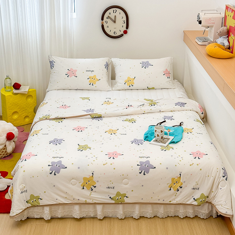 Colcha fresca de verano para niños de clase A, dormitorio de estudiantes, lavadora de aire acondicionado, colcha delgada de verano, núcleo cuatro