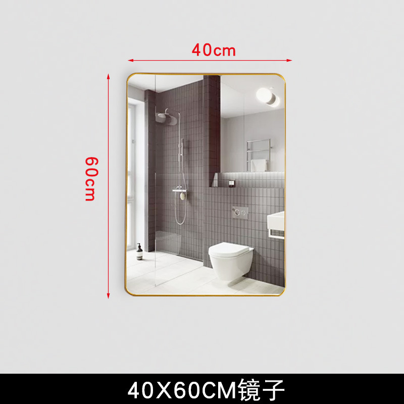 Espejo de baño con espejo de tocador cuadrado nórdico con estante de almacenamiento tocador gabinete de baño lente sin perforar montado en la pared