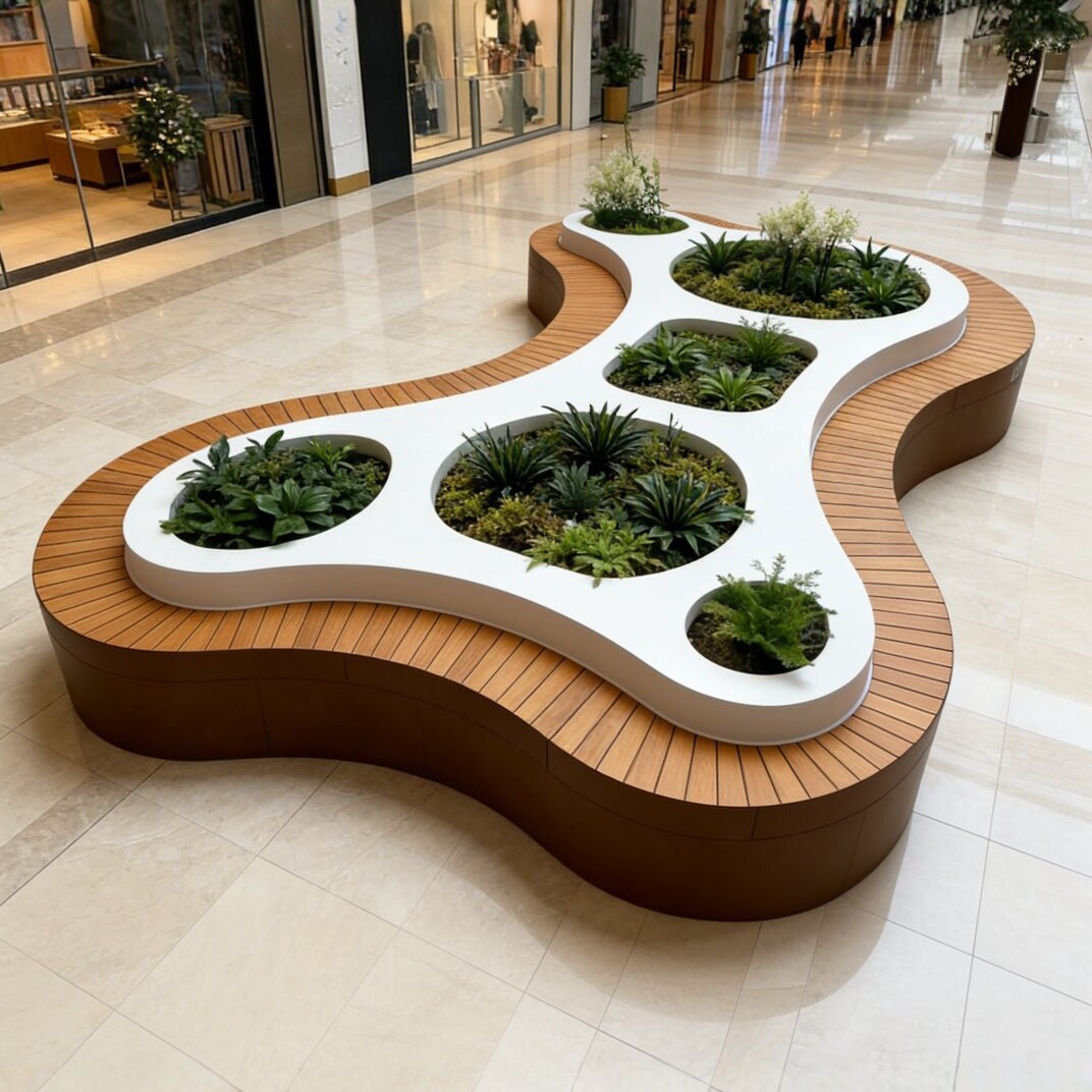 Artistic flower box seating combination for shopping mall halls, leisure stools, landscape flower ponds for commercial complexes
