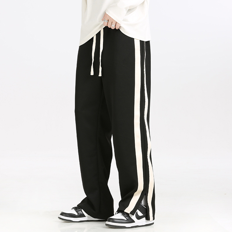 Spring and Autumn Three Bars Casual Straight Pants Men's Loose Hong Kong Style Straight-Leg Sports Pants Korean Style Thin Wide-Leg Pants