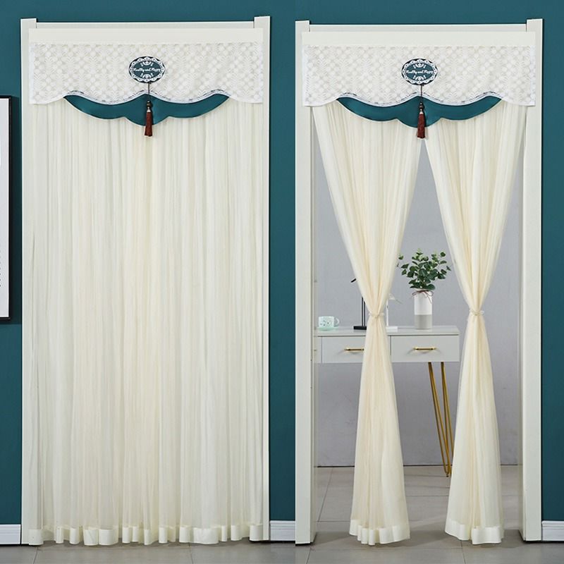 New Summer Anti-Privacy Anti-Mosquito Door Curtain Without Punching Telescopic Rod Velcro Wedding Partition Curtain Lace Gauze Curtain