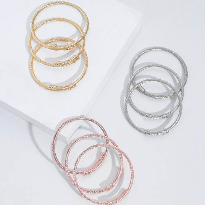 Europe and the United States cross-border 304 stainless steel twist bracelet DIY opening 14K gold rose gold steel hand ring manufacturers wholesale Europe and the United States cross-border 304 stainless steel twist bracelet DIY opening 14K gold rose gold steel hand ring manufacturers wholesale