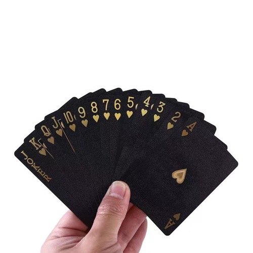 Factory direct sales black gold playing cards durable waterproof gold foil high-end playing cards party desktop Landlord PVC cards