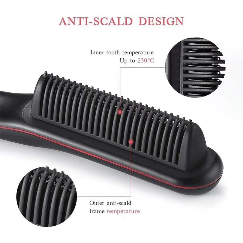 外贸跨境直发梳负离子直发器 懒人卷发棒直卷发两用夹板 电卷发梳