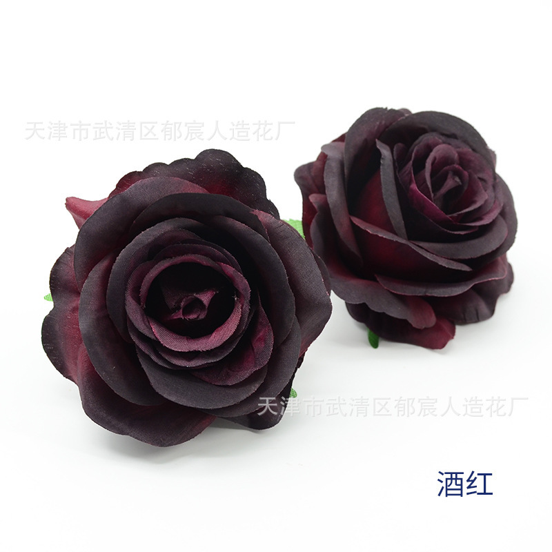 ローズ造花ハイエンドブルーフラワー結婚式の装飾偽花芯ローズヘッドローズフラワー卸売|undefined