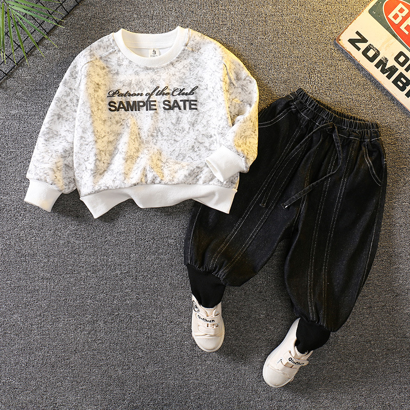 6083 Traje de otoño para niños 2024 Nuevo estilo de los niños, ropa hermosa, ropa de dos piezas de primavera y otoño para bebés