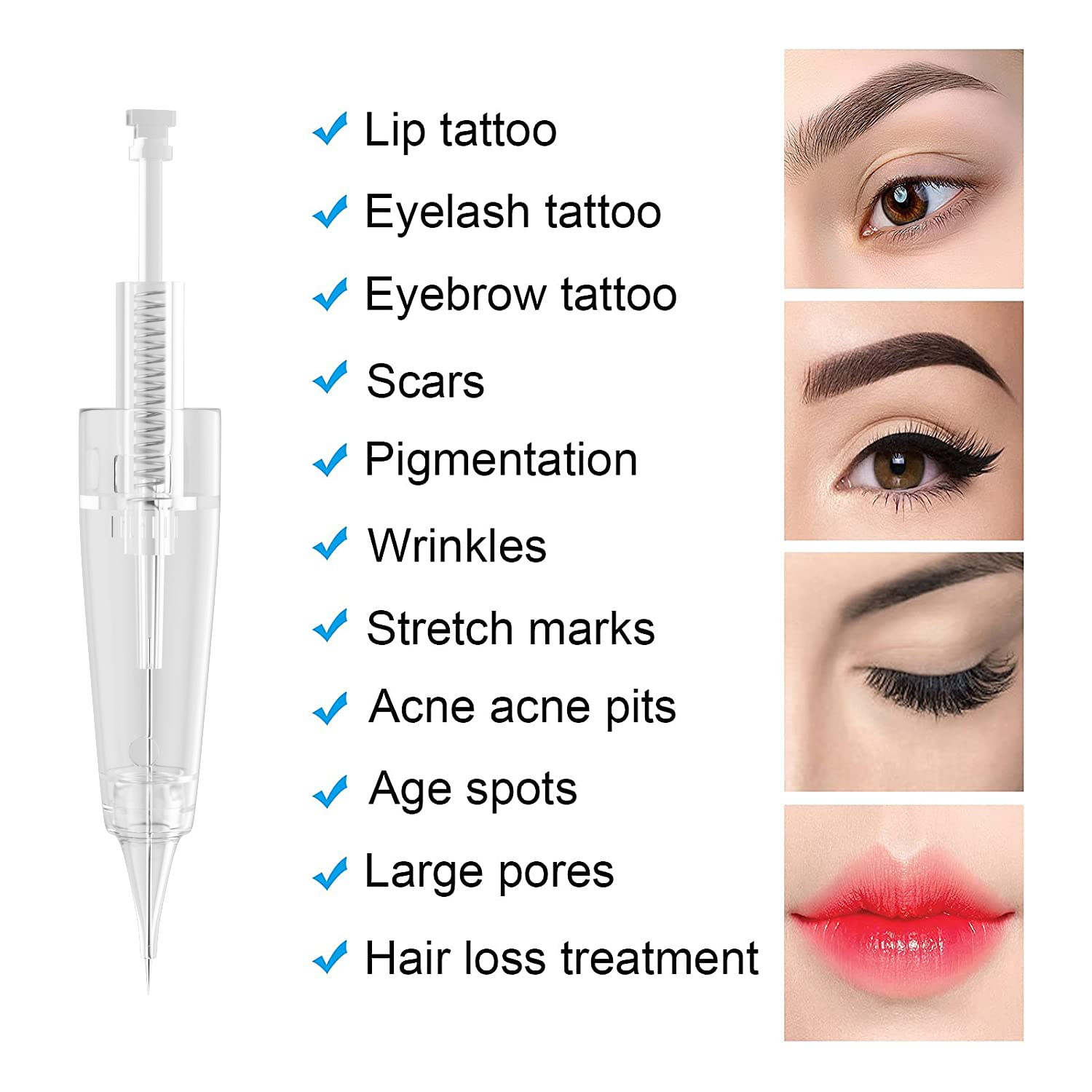 Puntas de aguja eléctricas integradas para microagujas de cejas, equipo para tatuajes de labios y delineado de ojos, puntas de aguja tipo bayoneta al por mayor en stock.