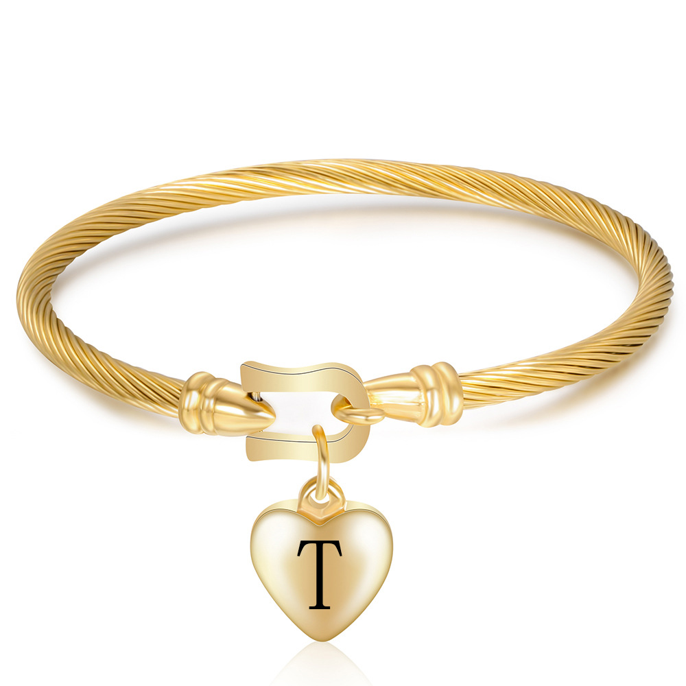 21g Weight 304 Stainless Steel Pendant Material Bangle Classification 304 Stainless Steel Chain Material 1 Piece Quantity Casual, Holiday Occasion 304 Stainless Steel Material Letter Pattern Unisex Gender Plating Design Simple Style Style Simple Style Letter 304 Stainless Steel Bangle In Bulk 10