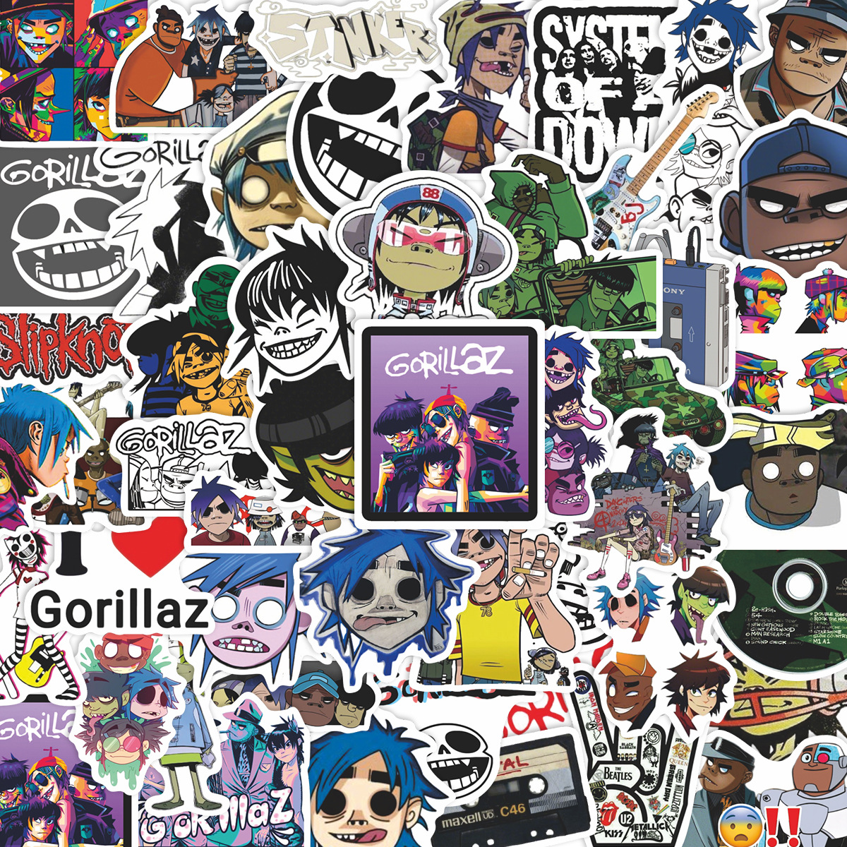 50 Virtual Band Street Fighter (Gorillaz) Stickers for Luggage, Laptop, Car, Waterproof