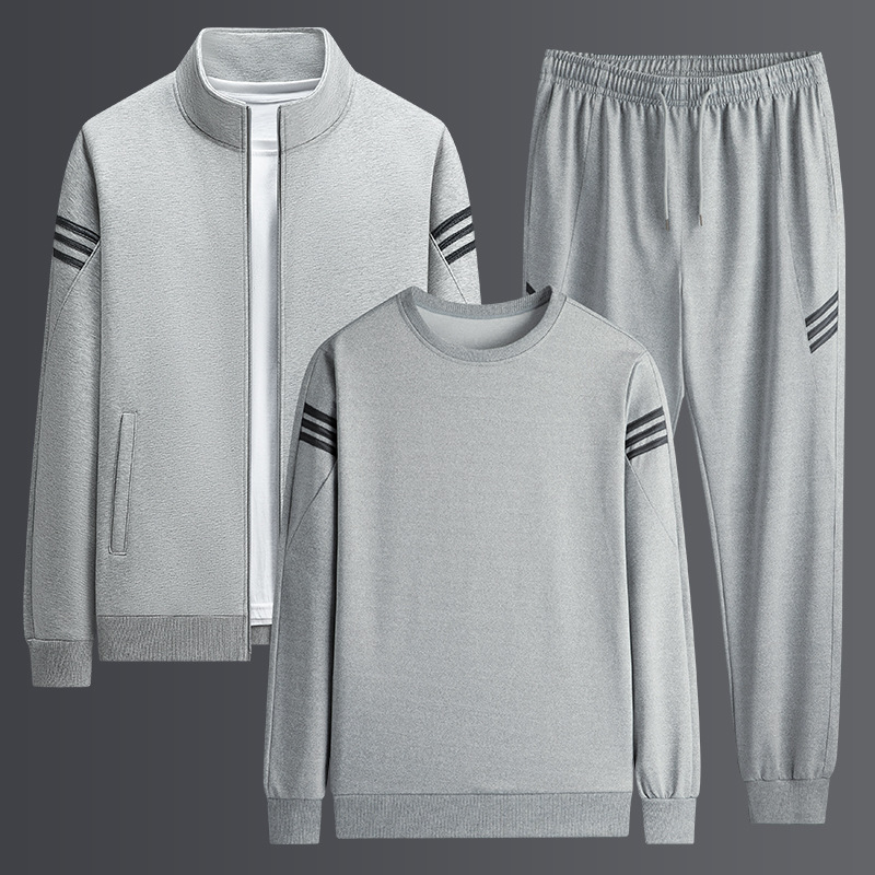 Traje deportivo de tres rayas para hombre, primavera y otoño, sudadera de otoño, conjunto informal de tres piezas de manga larga para correr, talla extra grande. image 3