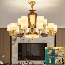 中国风新中式全铜玉石大吊灯客厅吊灯酒店大堂复式楼大厅奢华灯具
