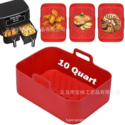 Hogar transfronterizo accesorios de freidora de aire incrustado olla de silicona extra grande olla doble olla de silicona freidora profunda Accesorios