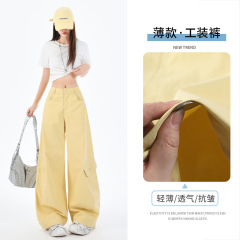 アメリカンレトロなデザインのホットガールシミターパンツ、多用途でスリム、マルチポケット、ワイドレッグワークウェアカジュアルパンツ、超薄型