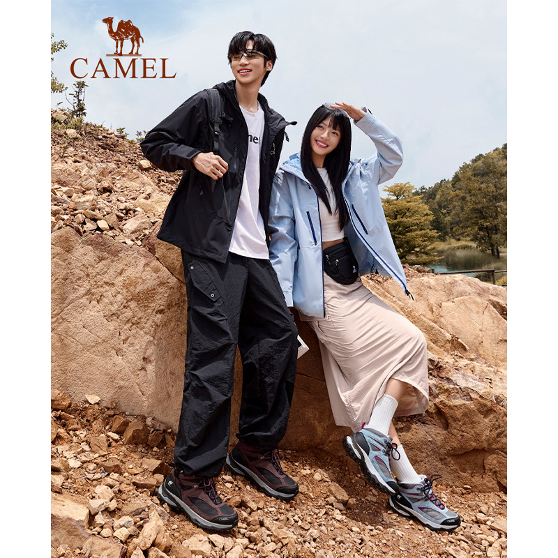 骆驼防水登山鞋男2025冬季情侣新款厚底中帮防滑户外运动徒步鞋女