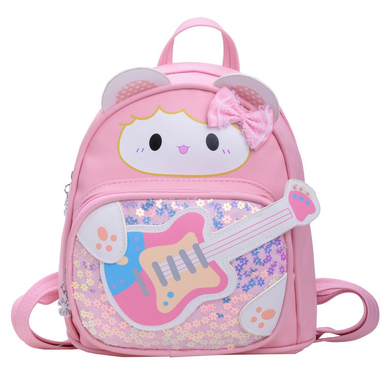 Mochila para niños y niñas de guitarra linda de dibujos animados, mochila para bebés de jardín de infantes, mochila para niños con lentejuelas de moda nueva