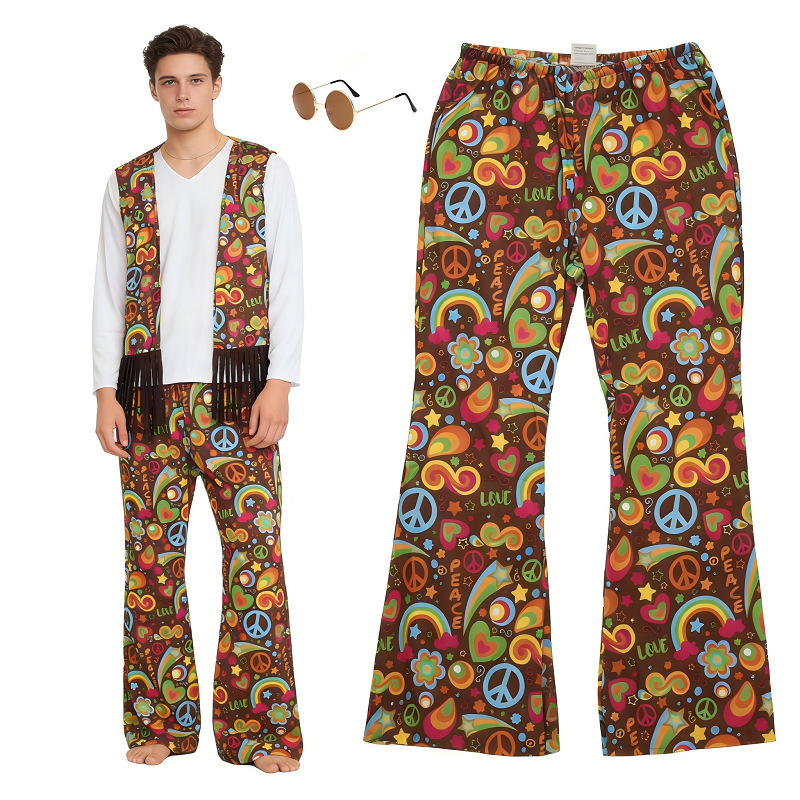 European and American Cross-Border Amazon Best-Selling New Halloween Carnival Men's Hippie European and American Retro Clothing