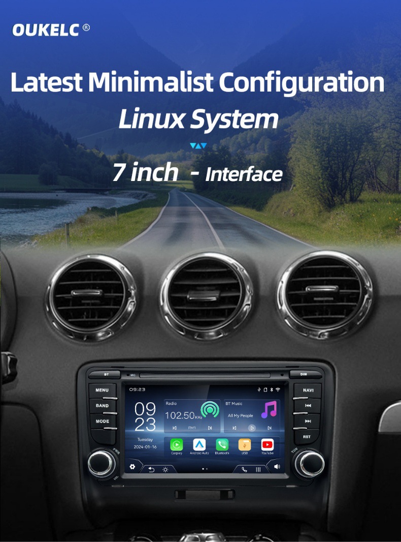 7inch Suitable for Audi Tt Mk2 8J Car Central Control Large Screen Navigation Carplay Audio and Video Player