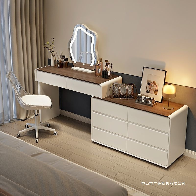 Light Luxury High-End Solid Wood Dressing Table Bedroom Modern Simple Small Apartment Dressing Table Cupboard Integrated 2025 New Style
