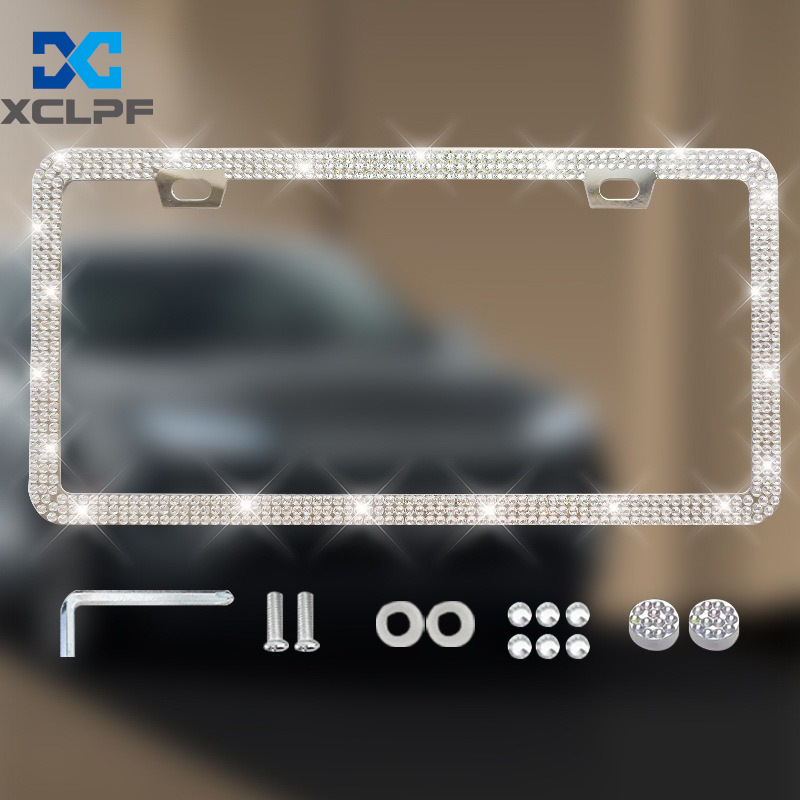 American, Canadian and Mexican Universal Diamond License Plate Frames, Three Styles of Plastic Acrylic Diamond License Plate Frames