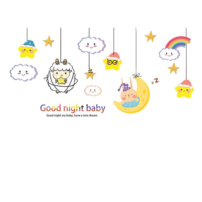 New Cartoon Moon Cloud Rainbow Lamb Star Room Wall Sticker Wholesale Nihaojewelry display picture 8