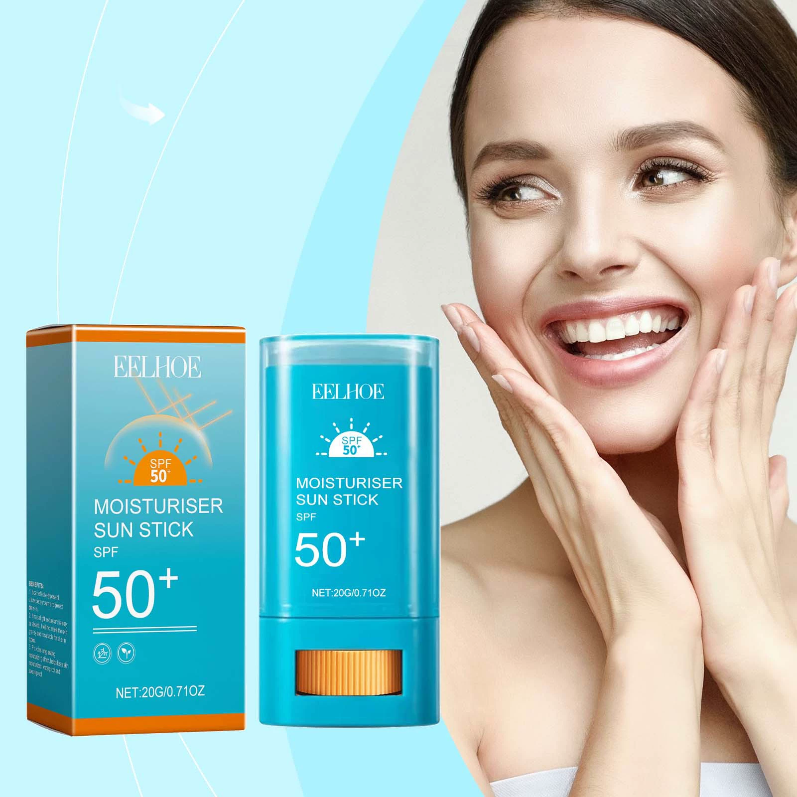 EELHOE Увлажняющая защитная палочка Увлажняющая освежающая нелипкая водонепроницаемая УФ-защита для кожи