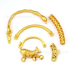 古法金配件光面樹枝雙環棒彎管手鐲圈手工DIY半成品飾品配件