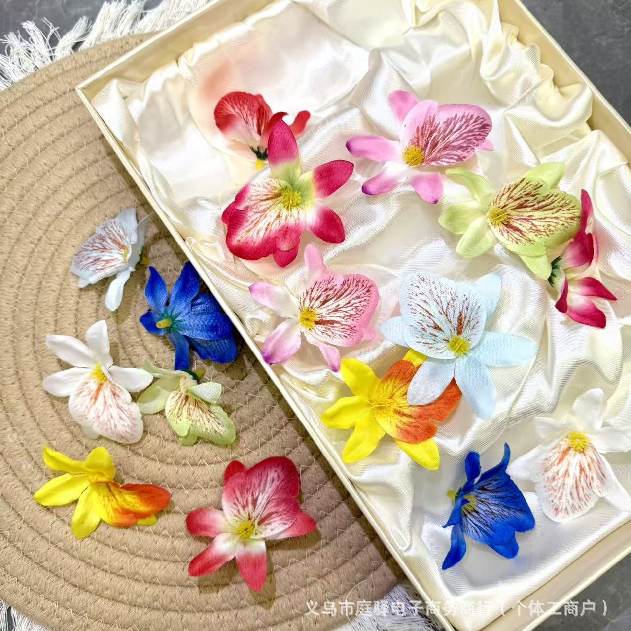 Artificial Flower Small Orchid Cloth 6cm Butterfly Orchid DIY Headdress Accessories Wedding Potted Flower Semi-Finished Wrist Flower Material