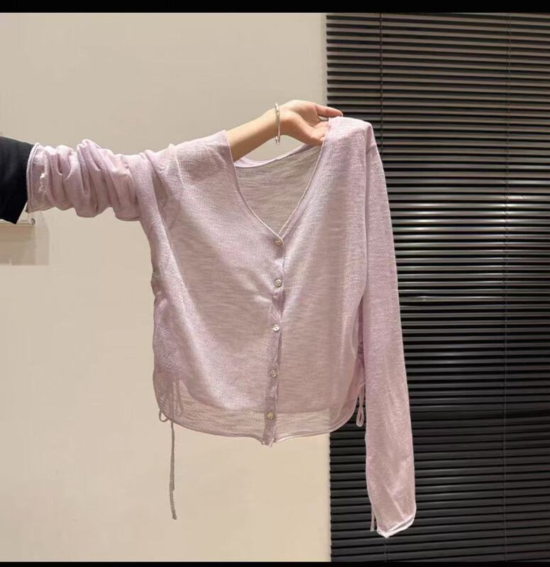 防晒衫开衫女冰丝针织衫披肩夏季薄款外搭上衣罩衫|undefined